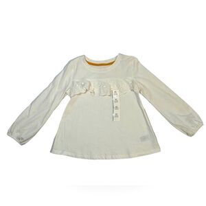 NWT Cat & Jack 4t White Long Sleeve Eyelet Ruffle Top Shirt Plain Solid Formal